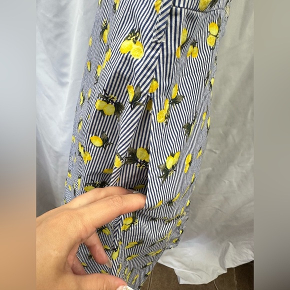 Chole + Rene striped lemon print button down dress size  PS - Picture 4 of 10